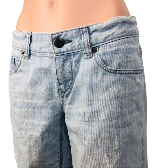 Loft Denim Bermuda Boyfriend Fit Shorts Light Wash Distressed Broken In Style - Picture 6 of 16